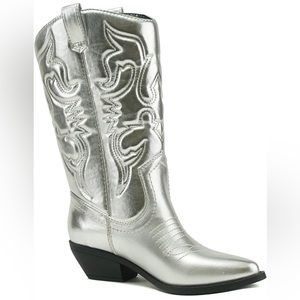 Silver Cowboy Boots- Brand New